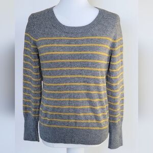 Fenn Wright Manson 100% Cashmere Striped Sweater, Yellow & Gray, Women's Large